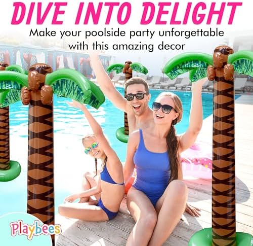 Giant Inflatable Palm Trees, 6 Foot, Hawaiian Tropical Beach Decor, 4 Pack - Image 3