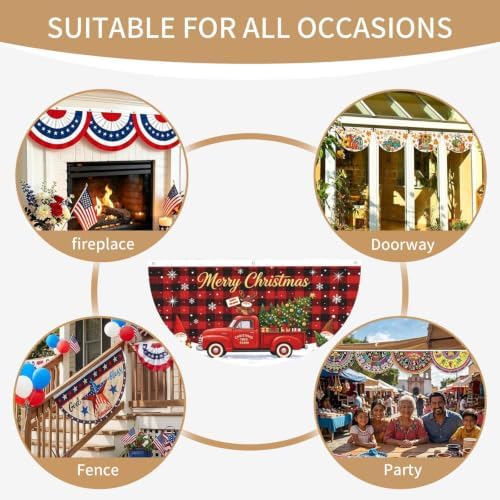 Christmas Tree Gnome Semicircular Hanging Decorative Bunting Flag 2pcs - Image 7