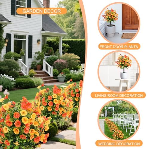 Artificial Shrubs for Outdoors 2-Pack Yellow Orange Garden Yard - Image 3