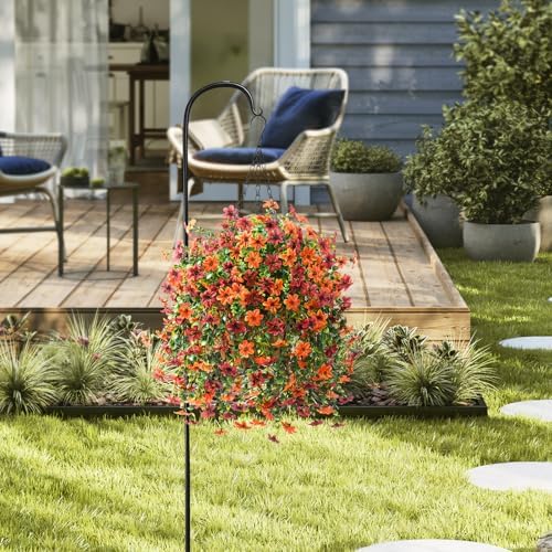 IINQCMY Artificial Flowers Fall Hanging Baskets Outdoors Fake Mums - Image 3