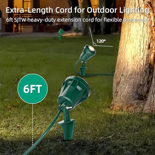 Christmas 120V LED Outdoor Spotlights, 5 Extra Lenses (RGB Purple Blue), 7.5W 800LM Waterproof Spotlight Outdoor, Plug-In Landscape Light for Yard, Halloween, Christmas, Tree Flag Light, ETL Listed - Image 5