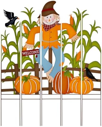 Glitzhome 41.5"H Fall Decorative Yard Signs with Stakes, Metal Scarecrow Corns Combo Garden Yard Stake for Home Lawn Yard Pathway Front Door Fall Harvest Thanksgiving Wall Hanging Decor by Glitzhome