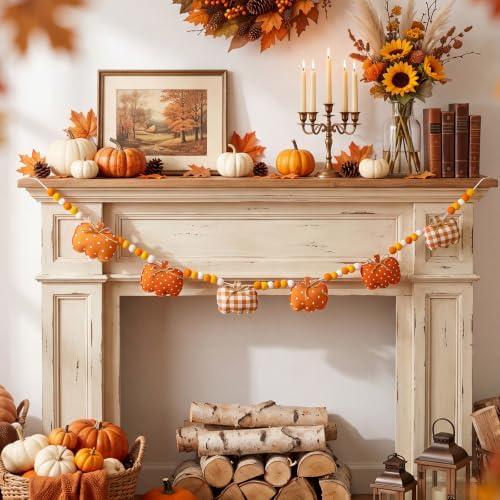 6.56 ft Fall Pumpkin Garland 3D Fabric Autumn Decor for Home - Image 6