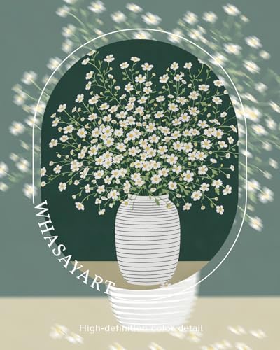 Vintage Framed Floral Wall Art 12x16 Inch, Minimalist White Daisy Flower in Vase Canvas Painting Print, Rustic Modern Green Botanical Artwork Living Room Bedroom Kitchen Bathroom Decor - Image 6