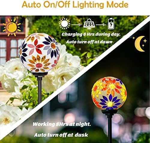 Afirst Solar Outdoor Decorative Light, Mosaic Stake for Yard Decor, 3.5" - Image 3