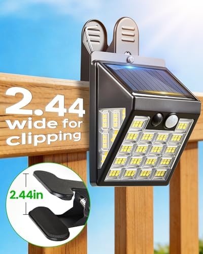 160LEDs Clip on Solar Lights Outdoor, Motion Sensor Outdoor Lights, Clip on Solar Fence Lights Outdoor, IP65 Waterproof Solar Lights for Deck Yard Garden Camping (1 Pack) - Image 2