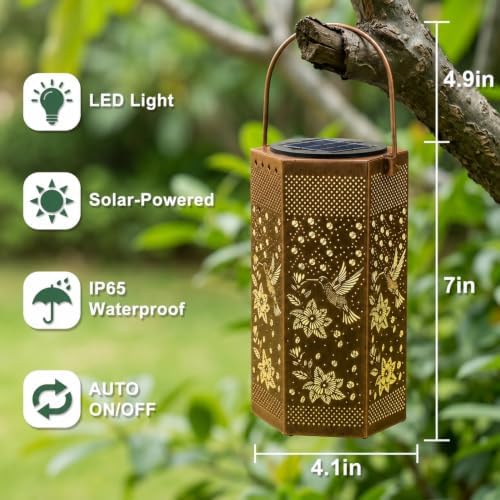 Eandisom Hummingbird Solar Lantern 2Pack Gifts for Women Mom Grandma - Image 4
