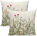 Spring Floral Pillow Covers 18 x 18 Inch Set of 2 Vintage Sage Green Wild Flowers Decor Throw Pillows Wildflower Plant Outdoor Farmhouse Decorative Cushion Cases for Couch Bed Sofa Decoration by CXMEIFLY