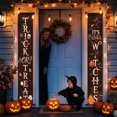 Outdoor Halloween Decorations Door Banner - Waterproof Spooky Porch Signs for Front Door Yard Haunted House Party Decor - Image 4