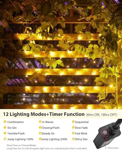 2 Pack 12×5FT 360 LED Christmas Net Lights Outdoor Mesh Lights Waterproof - Image 2