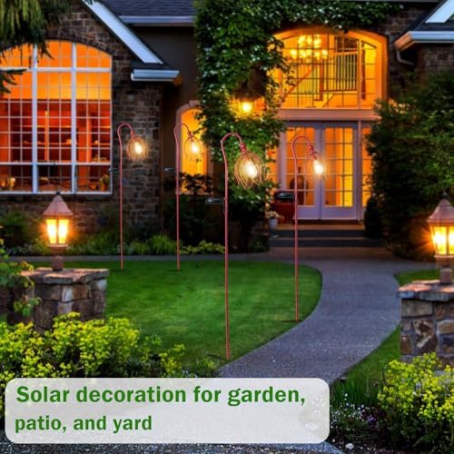 Solar Lantern Lights Outdoor, 2 Pack Metal Stake Lights for Garden Yard - Image 3