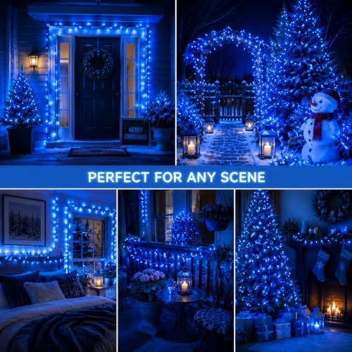 Hopolon Blue Christmas Lights, 2 Pack Total 100 Count 26 FT, Green Wire - Image 3