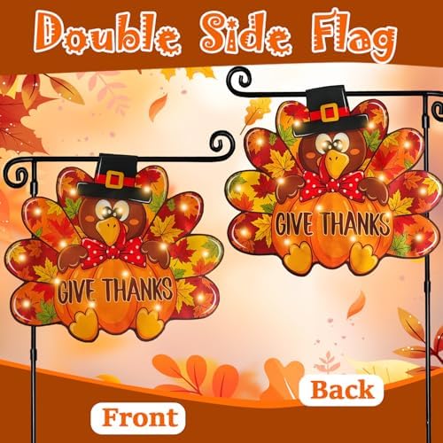 Thanksgiving Garden Flag, Turkey Fall Porch Decor, 12x18 In - Image 3