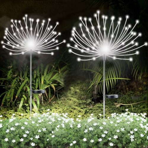 2 PCS Solar Firework Light, Outdoor Solar Garden Decorative Lights 120 LED Powered 40 Copper Wires String DIY Landscape Light for Walkway Pathway Backyard Christmas Decoration Parties (Cool White) by YOTOZU