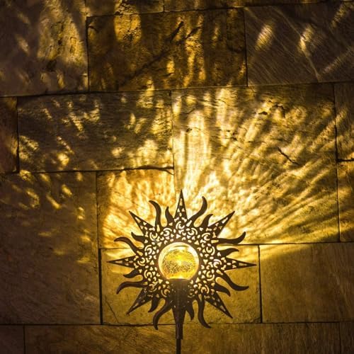 TAKE ME Sun Solar Lights Outdoor Waterproof Metal Garden Stakes for Patio Yard Walkway LawnPatio Mothers Gifts Mom Wife Grandma (Sun) - Image 4