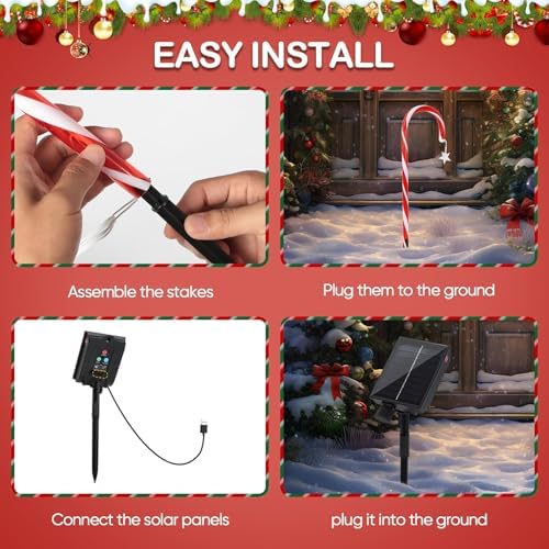 DAMEING 10 Pack 21in Solar Candy Cane Lights - Image 6