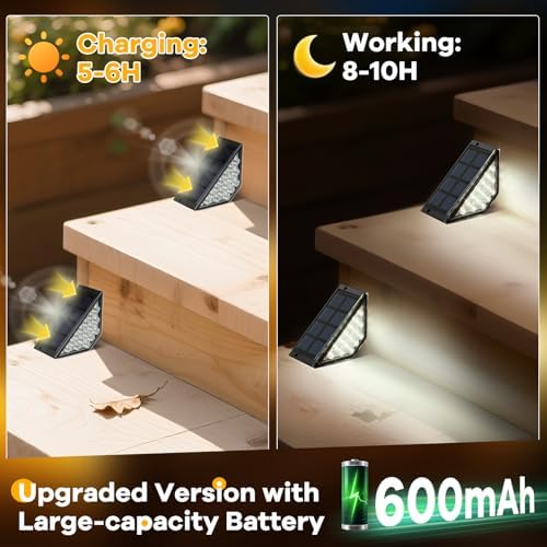 BKBB PPBB Solar Step Lights for Outside, Solar Stair Lights Outdoor Waterproof, Deck Step Lights for Fence, Patio, Yard, Porch, Front Door, Sidewalk, Garden, Patio Decor (12, Cool White) - Image 6