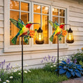 Hummingbird Solar Stake Lights Outdoor Waterproof, 4 Pack Metal Garden Statues with Hanging Lanterns, Path Light Yard Art Decor, Birthday Gifts for Women Mom, Patio Backyard Lawn Ornaments by NiniTeLIGHTS