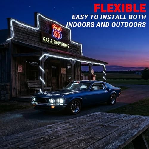 20ft Rope Lights For Outside, Connectable & Flexible Tube Lights with 8 Modes Controller,Waterproof White LED Rope Lighting for Deck,Garden,Pool,Patio,Bedroom, Indoor & Outdoor Landscape Strip Light - Image 6