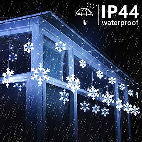 Toodour Christmas Snowflake Lights Outdoor, 17.22ft 264 LED Snowflake Icicle Lights with 22 Drops, Connectable, 8 Modes Waterproof White Christmas Light for Curtain, Eaves, Window, Xmas Decorations - Image 4