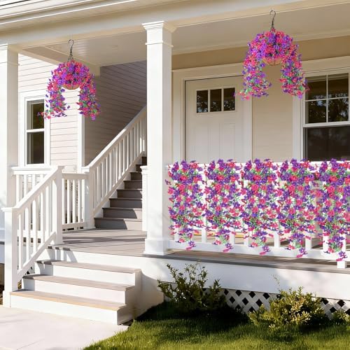 Vibrant Silk Artificial Flowers for Outdoors with Realistic UV Resistant Fake Plants,Includes 2 PCS of Spring Garden Decor Set for Hanging, Patio, Front Porch, Yard Decorations Outdoor - Image 4
