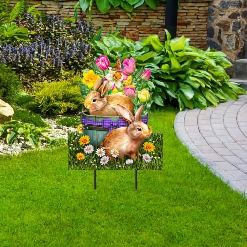 Briarwood Lane Spring Metal Art 28x17 Spring Bunny Basket for Spring Metal Art - Image 2
