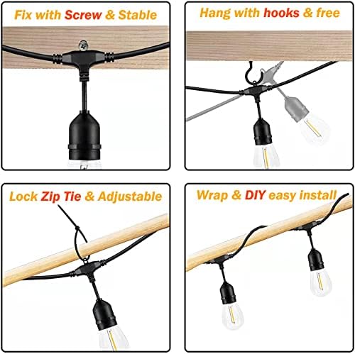 120FT Outdoor String Lights Waterproof with 40 Shatterproof Edison Bulbs - Image 6