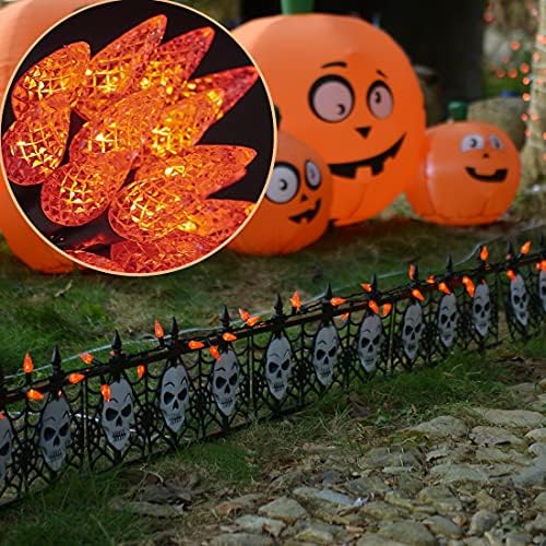 WATERGLIDE Halloween C6 String Lights, 33ft 100 LED Black Wire Fairy Lights with 29V Safe Adaptor, 8 Lighting Mode, Waterproof for Indoor Outdoor Patio Xmas Tree Party Decor, Orange - Image 2