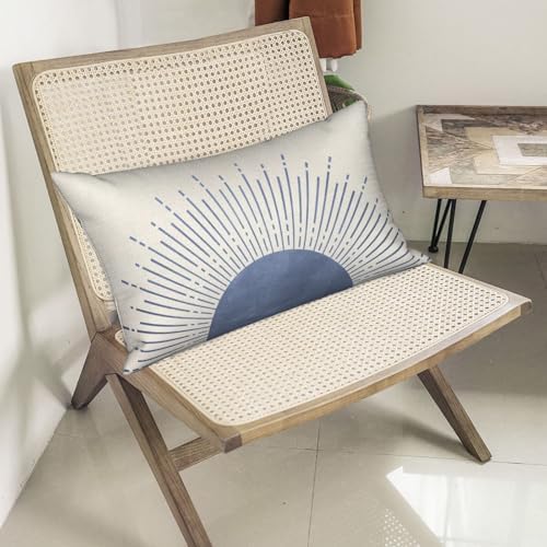 Summer Blue Pillow Covers 12x20 Set of 2 Stripes Sunshine Decorations Outdoor Throw Pillows Boho Sunset Sun Decorative Pillow Cases Linen Farmhouse Lumbar Cushion Cover for Couch Sofa Decor - Image 6