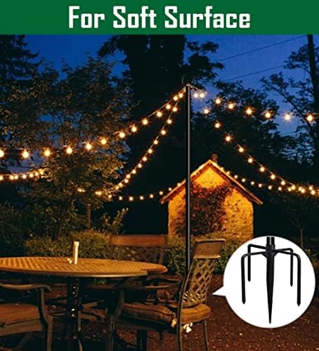 10ft String Light Pole for Soil Lawn, Light Pole for Outdoor String Light, Perfect for Garden, Backyard, and Patio Lighting Stand for Parties, Wedding - Matte Black Finish - 1 Pack - Image 5