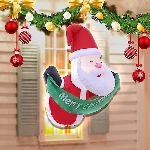 3.5FT Christmas Inflatable Santa Claus with Build-in LED Lights Broke Out from Window, Blow up Christmas Inflatable Outdoor Indoor Decorations (Santa Claus Broke Window) - Image 2