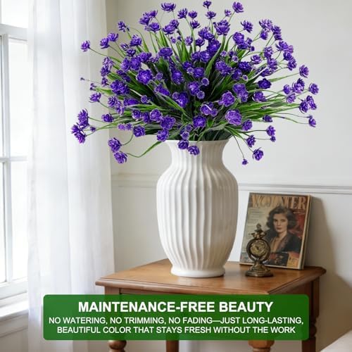 20 Bundles Artificial Flowers for Outdoors, Summer Spring Grass Camellia - Image 5