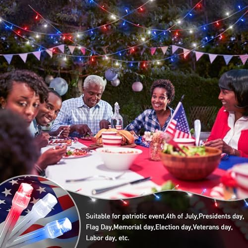 JMEXSUSS Red White and Blue Lights, 200 LED 4th of July Lights Plug in - Image 3
