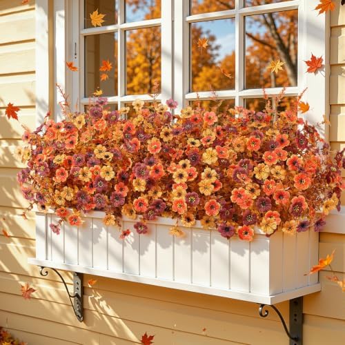 SHareconn 96Pcs Artificial Fall Flowers UV Resistant Fake Mums for Outdoors - Image 5