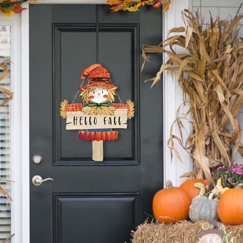 Leopard Pumpkin Fall Decor Sign for Front Door, Fall in Love Wooden Door Hanger, Rustic Farmhouse Autumn Pumpkin Wall Decor, Thanksgiving Halloween Porch Decorations for Home (Thanksgiving) - Image 4