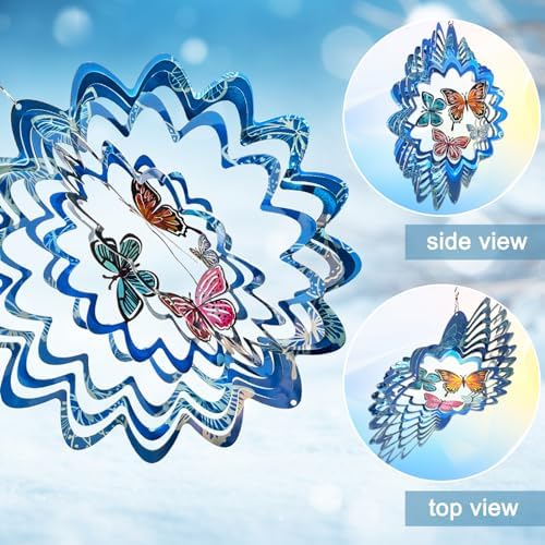 Butterfly Wind Spinner, 12 inch 3D Metal Wind Spinners Outdoor - Image 4