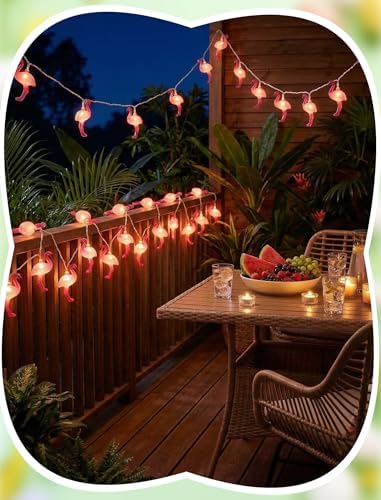 8.5Ft Flamingo LED String Lights Plug in, Summer Party Decorations with 10 Pink Flamingo Lights Waterproof, Outdoor Fairy String Lights UL Listed for Patio Wedding Hawaiian Tiki Luau Holiday Decor - Image 6