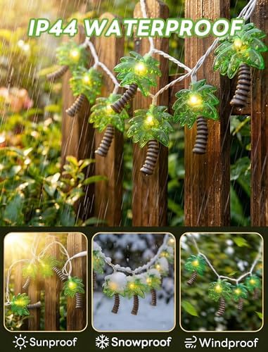 Oviejo Palm Tree String Lights,8.5Ft Patio String Lights with 10 LED Bulbs, Connectable Tiki Bar Lights for Summer Party/Hawaiian/Luau/Tiki,White Wire - Image 3