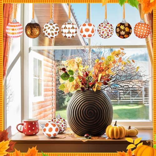 16 Pcs Fall Ornaments for Tree 1.57'' Thanksgiving Ball Hanging Ornaments - Image 2