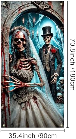 IVN Halloween Skeleton Wedding Pair Door Cover Decorations 35x71 Inch - Image 3