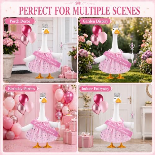 5 Pcs Birthday Princess Porch Goose Outfit with Balloon for Outdoor Decor - Image 5