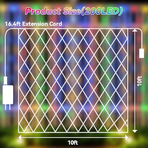 LitHome 10 x 10FT Christmas Net Lights Outdoor Mesh Lights Connectable - Image 6