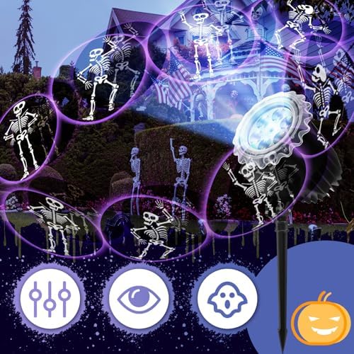 Halloween Projector Light with LED Film Slides, Dance Skeleton - Image 2