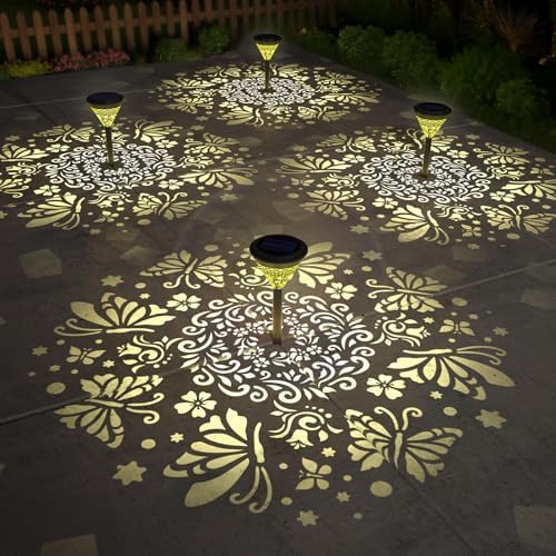 twinkya 4 Pack Solar Lights Outdoor Waterproof Decorative Solar Garden Lights for Outside Bright Led Metal Solar Powered Pathway Landscape Light for Yard Path Backyard Walkway Sidewalk Patio Decor by twinkya
