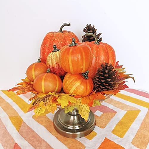 Winlyn 7 Pcs Assorted Artificial Orange Pumpkins Harvest Decorative Foam Pumpkins for Farmhouse Rustic Fall Thanksgiving Halloween Tabletop Centerpiece Mantel Shelf Kitchen Decoration - Image 6