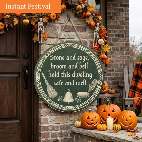 Halloween Decorations Wooden Sign for Home, Witchy House Blessing Sign - Image 2