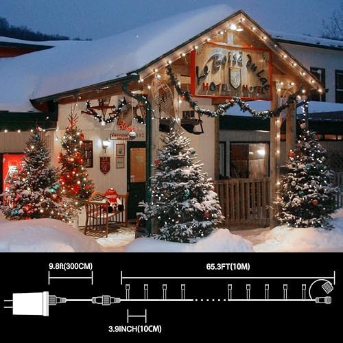 LAMPHOME 33ft Christmas Decorative Mini Lights, 100 LED Transparent Wire Fairy Starry String Lights Plug in, 16 Lighting Modes, for Indoor Outdoor Xmas Tree Wedding Party Decoration (White) - Image 4