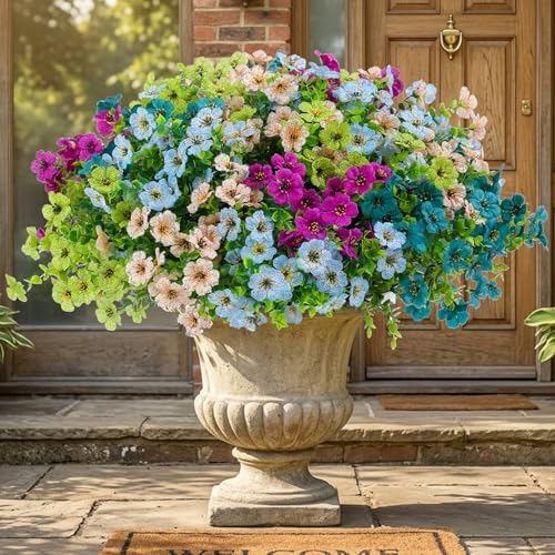 Artificial Flowers for Outdoor Decor, 16 Pack UV-Resistant Fake Colorful Silk Daisy Flowers, Perfect for Spring & Summer Decorating – Front Porch, Patio, Window Boxes, and Potted Plants by Unknown
