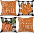GEEORY Fall Pillow Covers 20 x 20 4-Pack Buffalo Check Pumpkin Home Decor by GEEORY