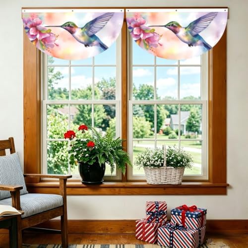 Hummingbird Flowers Semicircular Hanging Decorative Bunting Flag 2pcs - Image 6